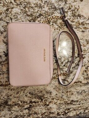 Michael Kors Handbag, Powder Pink Saffiano Crossbody w/ Gold Chain EUC Summer